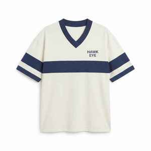 <b>Women's</b> White <b>V</b>-<b>Neck</b> Oversized <b>T</b>-<b>Shirt</b> Three Quarter Sleeve Color Blocking Logo Print Loose Fit Spring Summer Cotton - Product Image 6