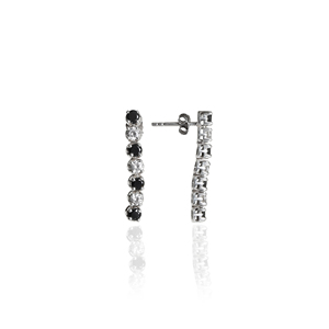 Boucles d'oreilles pendantes en pierre noire et blanche en argent sterling 925, magnifiques bijoux pour femmes et jeunes filles - Product Image 2