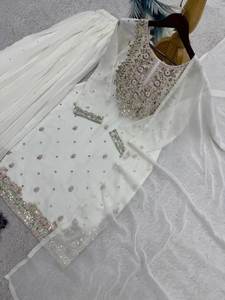 Traje Salwar Indio Pakistaní para Mujer, Sharara Gharara, Tradicional, de Secado Rápido, para Todas las Temporadas, Color Cielo, Ropa de Fiesta, Venta al por Mayor - Product Image 5