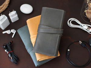 Customized Leather <b>Cable</b> Organizer Factory OEM Cord Holder Travel Tech Accessories Case Wire Management System LCO-0018 - Product Image 2