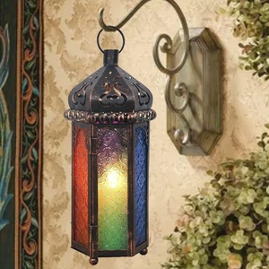 Moroccan Style Hexagon <b>Brass</b> <b>Lantern</b> Golden Color Candle Holder Home Decoration Durable - Product Image 4