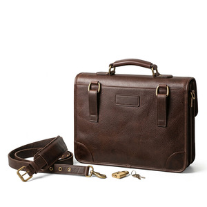 Porte-documents en cuir véritable pour hommes, sac pour ordinateur portable, grande capacité, sac de travail, sac de voyage - Product Image 1