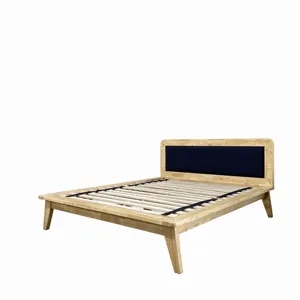 OEM High Quality Elegant Hardwood Calla Bed with Fabric Wooden Frame Headboard Designed and Made in Vietnam Wooden Beds
