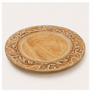 Wholesale Hand-Carved Acacia Wood Charger <b>Plate</b> Eco-Friendly Rustic Underplate for Wedding Banquet and Hotel Table <b>Decoration</b> - Product Image 2