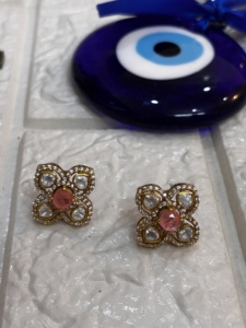 Gold Plated <b>Silver</b> <b>Studs</b> Earrings Indian Women Handmade Luxury Jewelry Set Engagement Gift Star Shape - Product Image 1