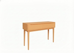 Mesa Consola Redonda Moderna de Roble Macizo con 2 Cajones, Mueble Ecológico para Sala de Estar en Espacios Modernos - Product Image 6