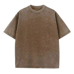 เสื้อยืดสตรีทแวร์ทรงโอเวอร์ไซส์ ไหล่ตก ล้างสีแบบแอซิดวอช สำหรับผู้ชาย สไตล์วินเทจหนา รับทำโลโก้ตามสั่ง OEM เสื้อยืดผ้าฝ้ายทรงพอดีตัว - Product Image 4