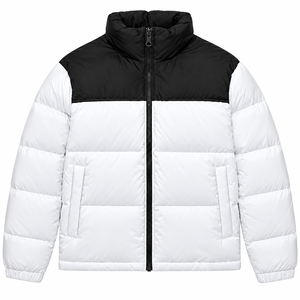 Veste d'hiver matelassée à capuche pour homme en toile résistante à l'eau avec logo personnalisé sur le devant, manteau décontracté chaud pour l'extérieur à col montant - Product Image 1