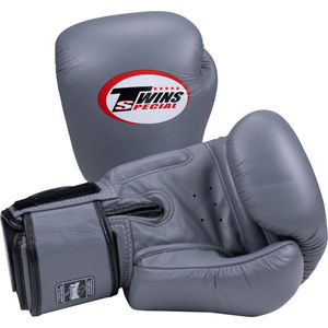 Twins Muay Thai Gray Boxing <b>Gloves</b> And Shin Guards Real Leather Hook Loop Closure Adjustable Wrist Strap Martial Arts Gear - Product Image 5