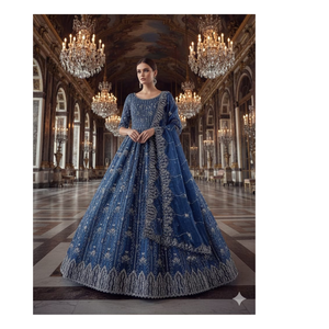 Tela de seda importada elegante con cuentas hechas a mano, material de diseñador ideal para vestidos de novia, sarees, lehengas, trajes de gala y conjuntos de fiesta. - Product Image 1