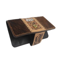 Dompet Wanita Kulit Sapi Argentina Gaya Barat, Motif Bunga, Panjang, Dengan Ritsleting, Tahan Lama, Kapasitas Besar, Dapat Dilipat, Lembut