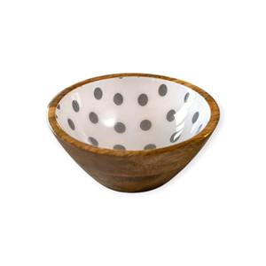 Cuenco Decorativo de Madera con Interior Esmaltado Botánico en Blanco y Negro para una Decoración Elegante del Hogar y Comedor con Toque de Hojas - Product Image 6