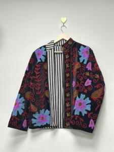 Veste bomber en velours indien bohème à motif floral brodé, écologique, taille plus, hiver, respirante et légère - Product Image 2