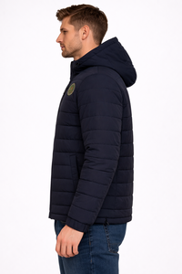 Chaqueta Acolchada con Capucha Azul Marino para Hombre, Chaqueta de Invierno Ultraligera y Cálida, Resistente al Viento y al Agua - Product Image 2