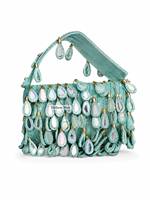 Sac à main bohème pour femme avec décorations en cristal, couleur turquoise, doublure en velours, pochette de soirée pour mariage