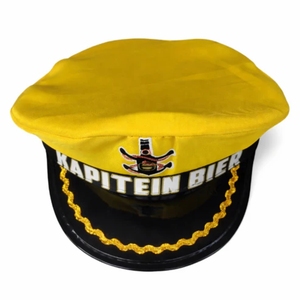 Casquette plate de plage M435 Kapitein Bier jaune à motif de personnage, casquette de fête avec lettres - Product Image 3