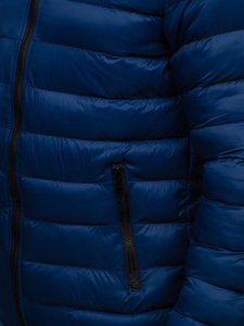 Men's <b>Winter</b> Puffer Jacket Plus Size Hooded with Zipper Closure Breathable Casual Outdoor Customizable Shiny Puffer <b>Coat</b> - Product Image 3