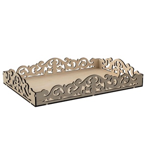 Bandeja de servir ecológica de madera con asa de corte láser para servir en la cocina, el comedor, el desayuno, el té, el café, los bocadillos y las bebidas. - Product Image 5