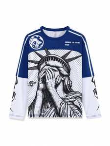 Cublimation Mesh Long Sleeve Jersey Streetwear Graphic Oversized Unisex Sports Shirt Wholesale - Product Image 3