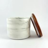 Bocal en marbre hermétique avec couvercle en bois, de qualité alimentaire, pour la cuisine et la salle de bain, idéal pour le stockage de grains de café, de sucre et d'épices, couleur unique