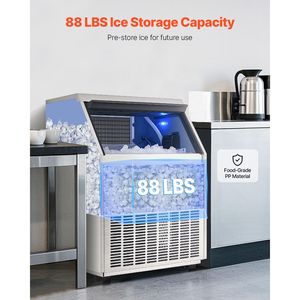 Macchina Professionale per Produzione Ghiaccio 360 libbre/24H, Capacità di Stoccaggio 88 libbre, 160 Cubetti di Ghiaccio, 15 Minuti - Display Digitale a LED - Product Image 3