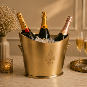 Crest Wave Cubitera de Latón para Champán, Enfriador de Vino Premium Hecho a Mano con Doble Asa, Enfriador de Hielo Duradero para Servicio en Bar - Product Image 5