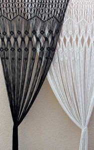 Black&White Macrame Handmade 2-panel <b>Curtain</b> - Product Image 2