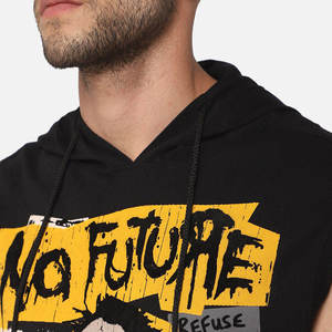 Wholesale 100% Cotton Solid Fleece Breathable Garment Dyed Custom Logo Pullover Men's Fitness-<b>Sleeveless</b> Drawstring <b>Hoodie</b> - Product Image 6