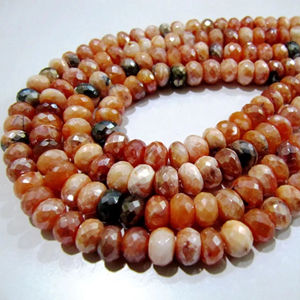 Perles de cornaline mystique et d'opale de feu, facettées en rondelle, pierres précieuses naturelles, taille 7-8 mm, brin de 8 pouces de long - Product Image 4
