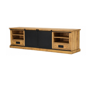 Industrial Style Solid Wood TV Stand with Sliding Doors and Drawers for Home Hotel & Bedroom Use - Product Image 4