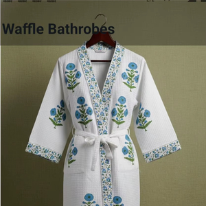 Elegante y Lujoso Kimono Acolchado de Algodón Floral Tejido, Estampado a Mano, Estilo Waffle Indio, Chaqueta Casual de Verano - Product Image 1