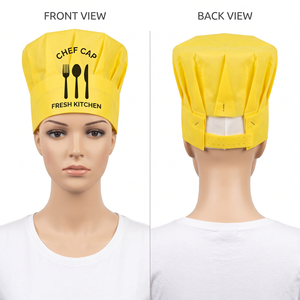 Casquette de Chef Unisexe Premium en Sergé de Polyester Imperméable 220 GSM, Imprimée Numériquement, Motif Carreaux Noirs et Blancs, Chapeau de Boulanger Élastique Personnalisable - Product Image 2
