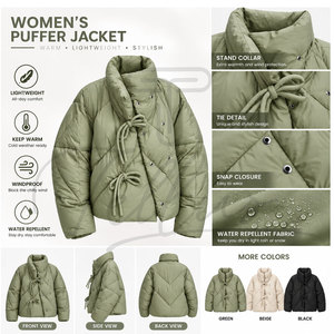 TELLUS APPAREL Chaqueta Acolchada para Mujer, Estilo Urbano, Nueva Moda, Resistente al Viento e Impermeable, Ropa Casual de Invierno, Color Personalizado - Product Image 3