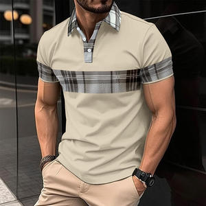 custom colorful plaid casual <b>shirting</b> fabric t shirt mens fashion printed short sleeve wholesale manufacturer - Product Image 4