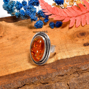 Bague en argent sterling 925 avec ambre baltique rare, faite à la main, pour elle, anniversaire, mariage, fournisseur en gros - Product Image 4