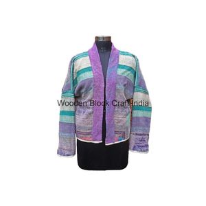 Wholesale 100% Cotton Designer <b>Kantha</b> Quilted <b>Jacket</b> Multi-Colour Ethnic Denim Style Printed Handmade Vintage Winter Knitted - Product Image 5