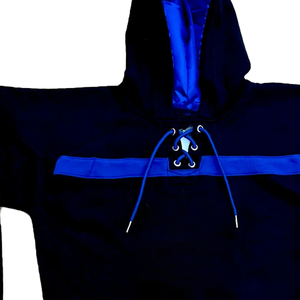 เสื้อฮู้ดปักลาย SGRho สำหรับสตรี  ผ้าฟลีซพรีเมียมสำหรับฤดูหนาว  เสื้อผ้าสไตล์กรีก  โลโก้สั่งทำได้ สีน้ำเงินทอง - Product Image 6