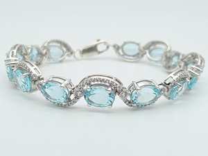 Sky Blue Topaz Bracelet 925 Sterling Silver Oval Gemstone November Birthstone Jewelry Gift For Women Elegant - Product Image 4