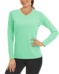 Custom Eco-Friendly Casual Women Long Sleeve T Shirts High Quality 100% Cotton Fleece V-neck Drop Shoulder Design Solid Color - Product Image 1