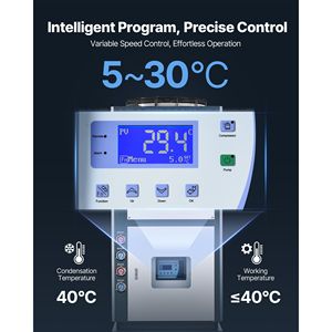 Refrigeratore d'Acqua Industriale Raffreddato ad Aria da 25 HP, Capacità di Raffreddamento 60.480 Kcal/h, Doppio Compressore, Serbatoio Grande da 53 Galloni, Nuovi Componenti della Pompa - Product Image 5
