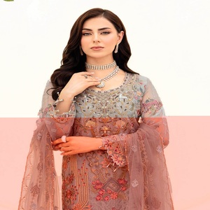 Cosido al por mayor vestidos paquistaníes marca original Organza trajes de 3 piezas por Ramsha ropa india y paquistaní mujer Kurti - Product Image 3