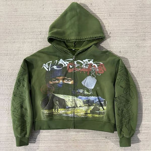 Sudadera con Capucha para Hombre, Color Verde Oliva, 100% Algodón, Felpa, Corte Regular, Color Sólido, Transpirable, Secado Rápido, Ecológica, Informal de Invierno - Product Image 1