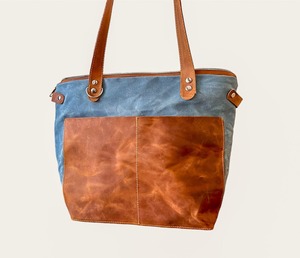 Bolso Tote de Lona y Cuero con Cierre Abierto, Bordado, Impermeable, para Viajes, Trabajo, Compras, Bolso de Hombro, Gran Capacidad, LCTB-0067 - Product Image 2