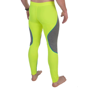 Leggings de compresión de cintura alta para hombre, de largo completo, con bloques de color, elásticos en cuatro direcciones, pantalones de yoga con cintura elástica y costuras en contraste. - Product Image 3