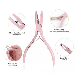 Professional Hair Extension <b>Set</b> With Loop Tool Pink Coated Weft <b>Sewing</b> Application Kit Hairdressing Styling Salon Hair Extension - Product Image 2