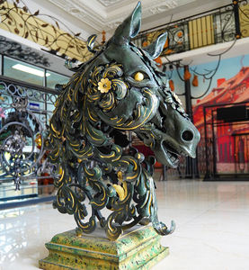 Portails en fer forgé de luxe, piliers décoratifs en forme de tête de cheval, poteaux en béton, forgés à la main, résistants aux intempéries, pour entrée - Product Image 4