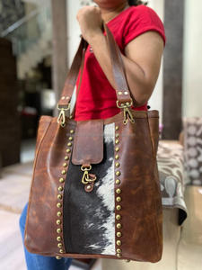 กระเป๋าโท้ทหนังสัตว์ทำมือขนสัตว์สไตล์กระทืบสำหรับผู้หญิงกระเป๋าถือช้อปปิ้งสไตล์ใหม่ - Product Image 4