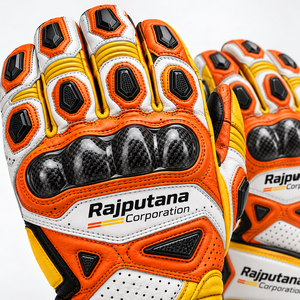Rajputana Corporation Leather Motorcycle Gloves Full Finger Carbon Fiber Protection Gloves Custom Printed Racing Leather Gloves - Product Image 5