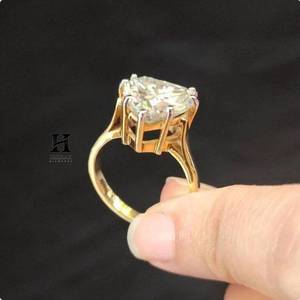 Anillo de Compromiso de Lujo con Diamante Cultivado en Laboratorio de 3CT, Corte Corazón, Oro Amarillo de 14K, Anillo de Boda Solitario, Certificado IGI, CVD HPHT, Romántico - Product Image 3