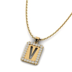 Pendentif lettre L plaqué argent et moissanite, qualité luxe, style hip hop, unisexe, bijou charme. - Product Image 2